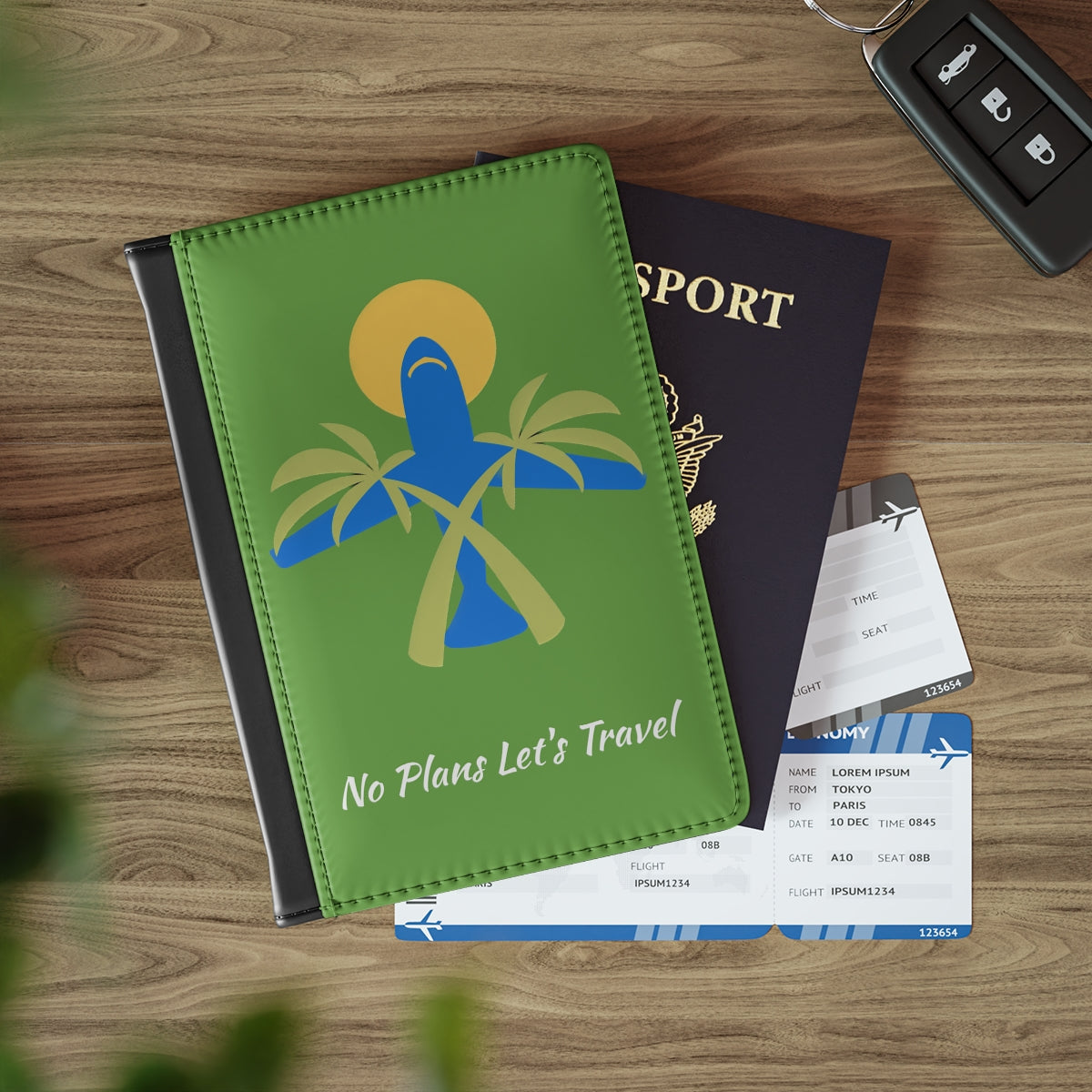 (Green) No Plans Let's Travel Passport Cover